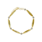 Pulsera Grabada con Cristales en Baño de Oro 18K