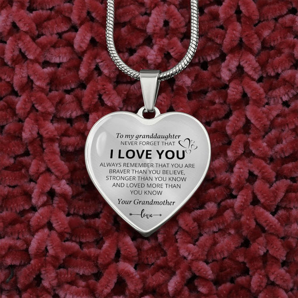 Heart Necklace - To my Granddaughter from Grandmother