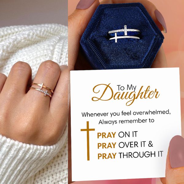 Adjustable Double Cross Ring - To my Daughter