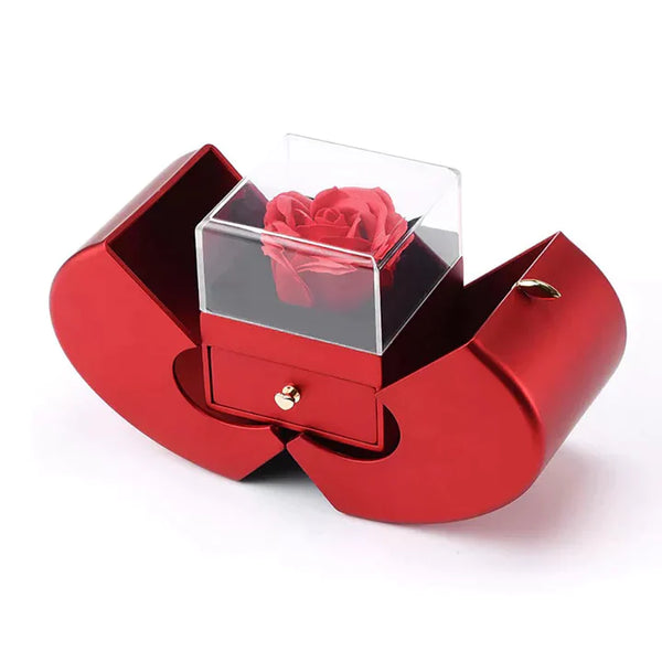 Heart gift box with real rose