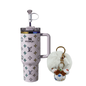 Limited Edition LV 40oz Tumbler ( Free Luxury Keychain + Gem Straw Topper)