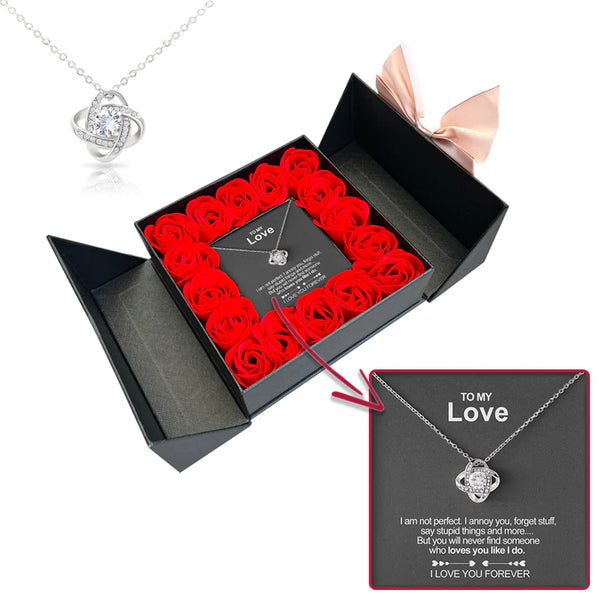 White Gold Necklace - Luxury Rose Box - To My Love
