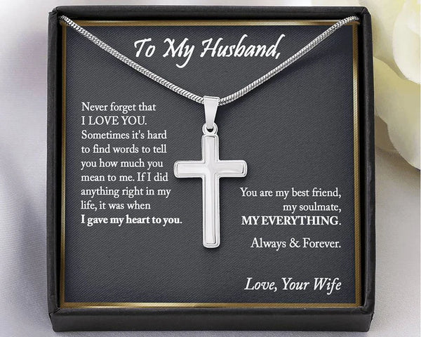 Personalized Cross Necklace - To My Husband