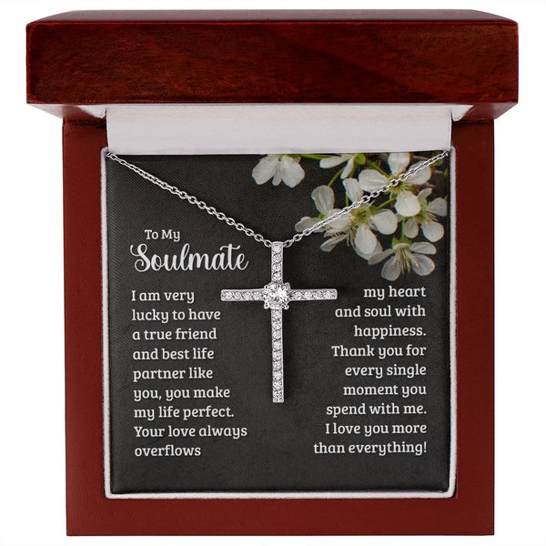 CZ Cross Necklace - To my Soulmate