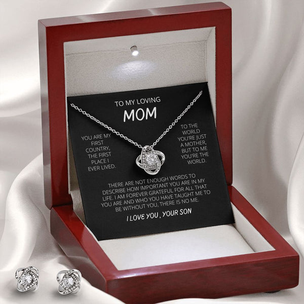 Love Knot Necklace - To my Loving Mom from Son + Earrings FREE