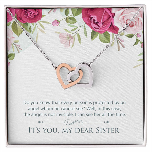 Interlocking Heart Necklace - To my Sister