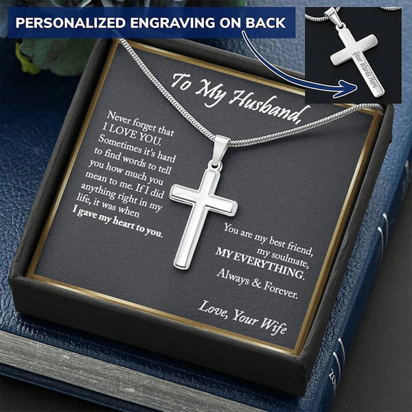 Personalized Cross Necklace - To My Husband