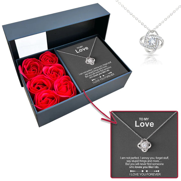 White Gold Necklace - With 6 Roses - To My Love