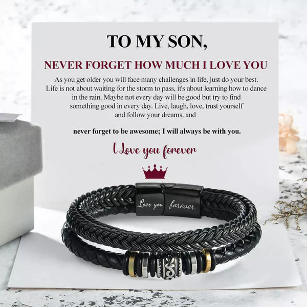 Luxury leather wristband - To my beloved Son