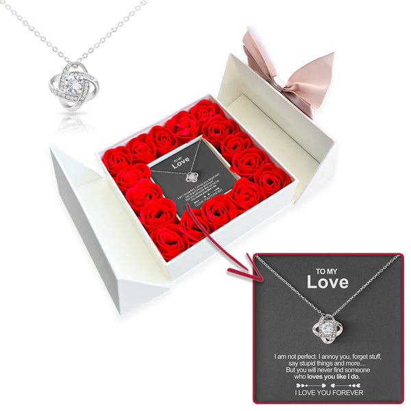 White Gold Necklace - Luxury Rose Box - To My Love